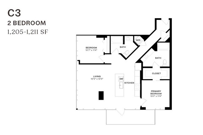 Two Bedroom C3 2601 floor plan