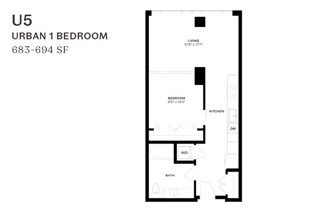 Urban One Bedroom U5 412 floor plan