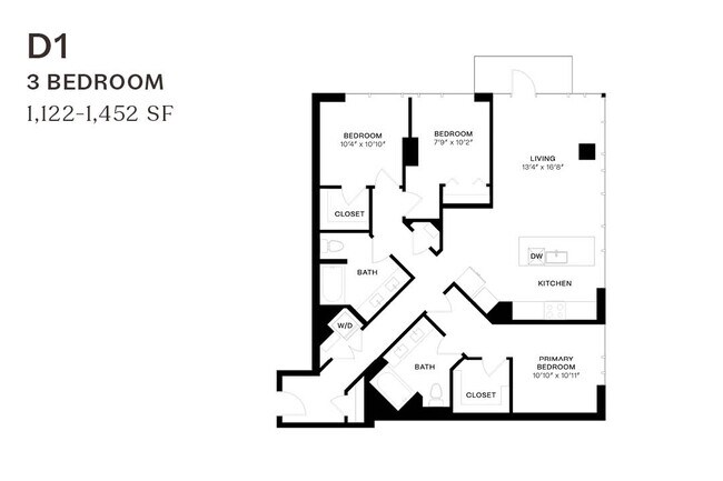 Three Bedroom D1 2914 floor plan