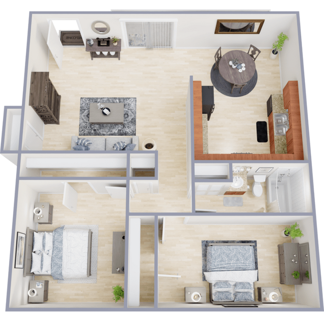 2 bed 1 bath B (4249) 4249-20 floor plan