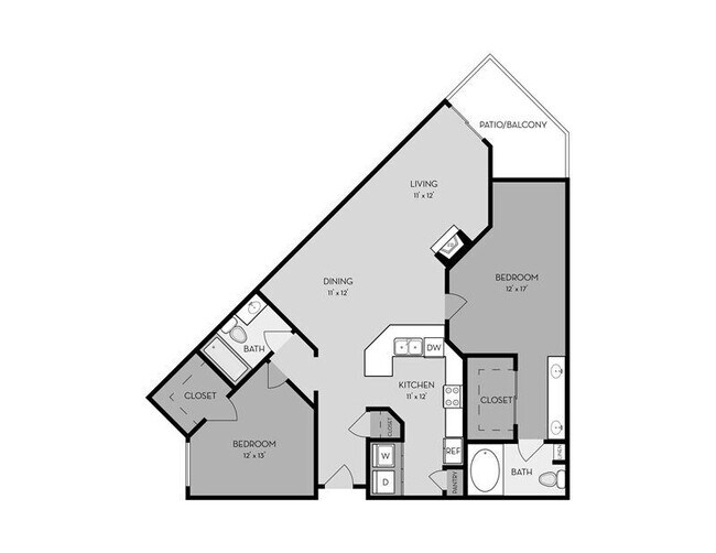 2 Bed, 2 Bath E (Opal Plan - Renovated) K223 floor plan