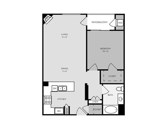 1 Bed, 1 Bath A (Ruby Plan - Renovated) K122 floor plan