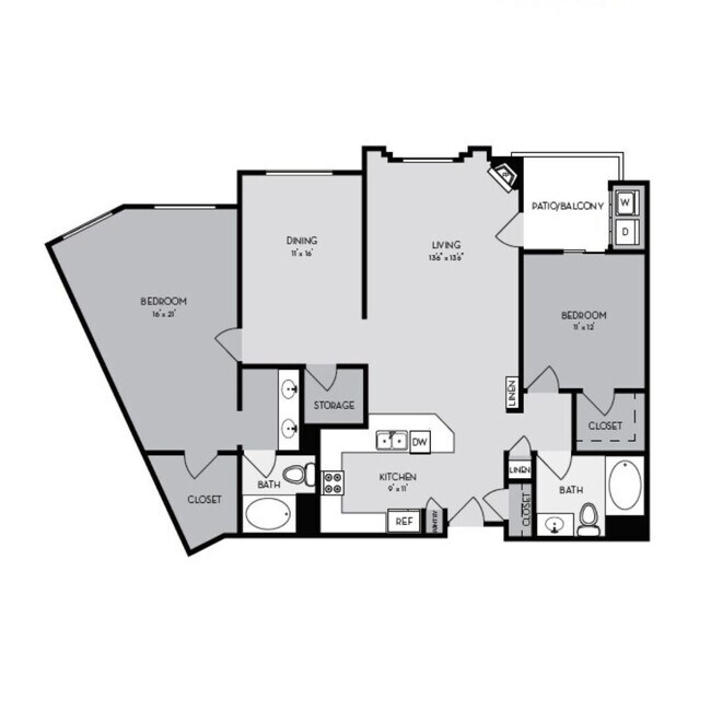 2 Bed, 2 Bath (Sapphire Plan - Renovated) M108 floor plan
