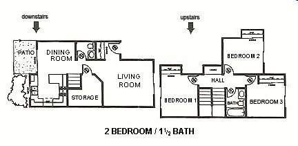 Three Bed 1.5 Bath floor plan