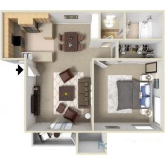 1 Bed 1 Bath 039 floor plan