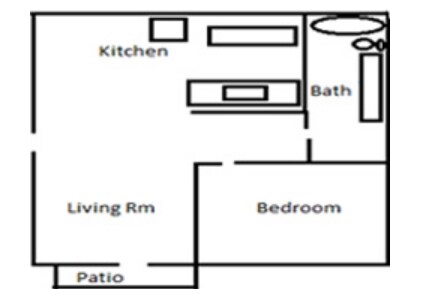 1 Bed 1 Bath floor plan