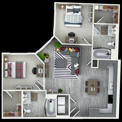 2x2 Private Bedroom floor plan