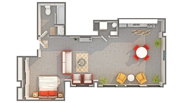 Quarter 1 Bedroom 1-607 floor plan