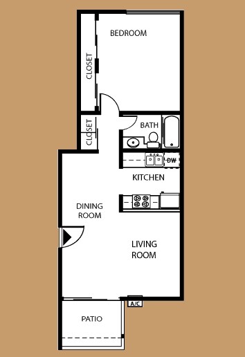 1/1 Remodeled floor plan