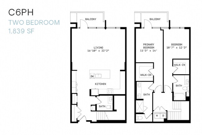 Two Bedroom Penthouse C6ph 3510 floor plan