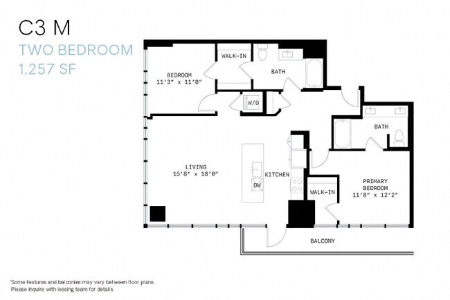 Two Bedroom C3m 1001 floor plan