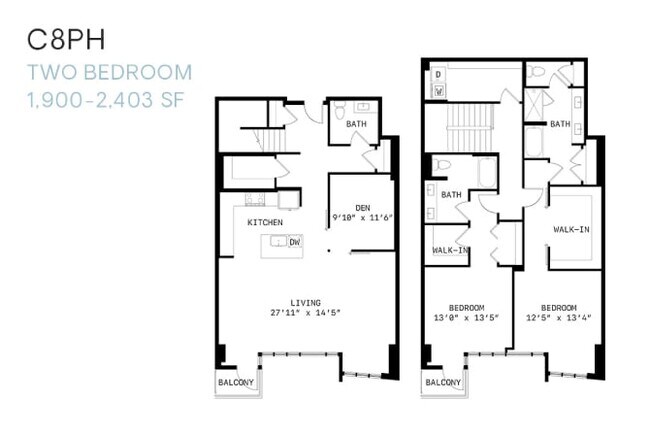 Two Bedroom Den Penthouse C8ph 3511 floor plan