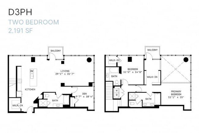 Two Bedroom Penthouse D3ph 3516 floor plan