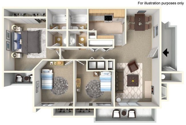 Three Bedroom Two Bathroom floor plan