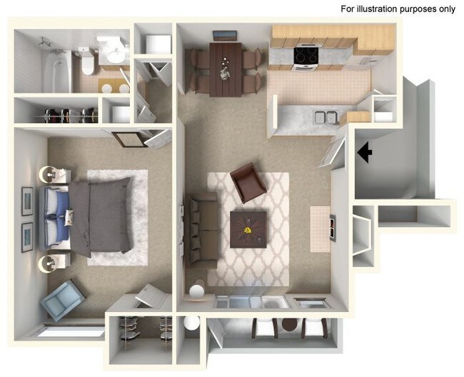 One Bedroom One Bathroom floor plan