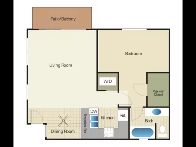1 Bedroom 1 Bath - 11B 18 floor plan