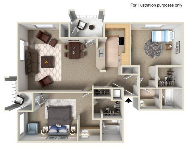 2 BR 2 BA Large Reno 1118 floor plan
