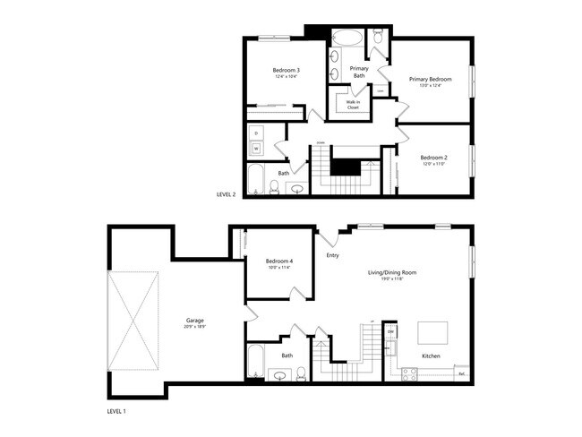 4 Bed 3 Bath- 1729 sq ft Townhome 035 floor plan