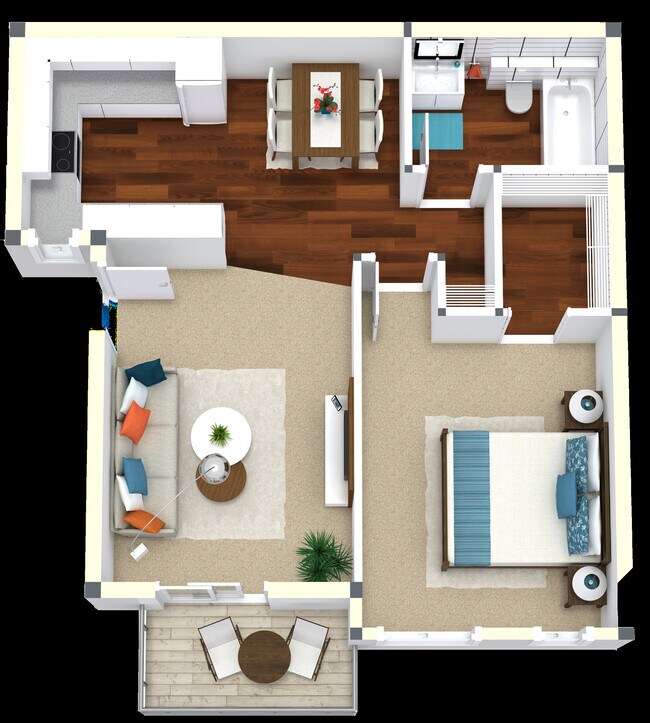 1 Bedroom 1 Bathroom floor plan