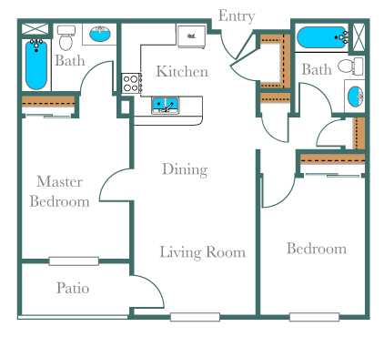 2x2 Royal Oaks-102 floor plan