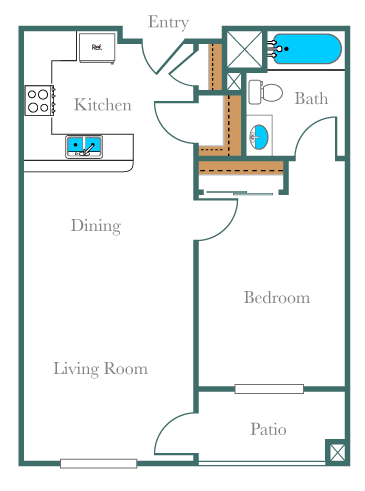 1x1 Royal Oaks-306 floor plan