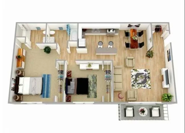 Two Bedroom Two Bath 3875-75L floor plan
