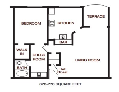 1 Bedroom 0A20 floor plan