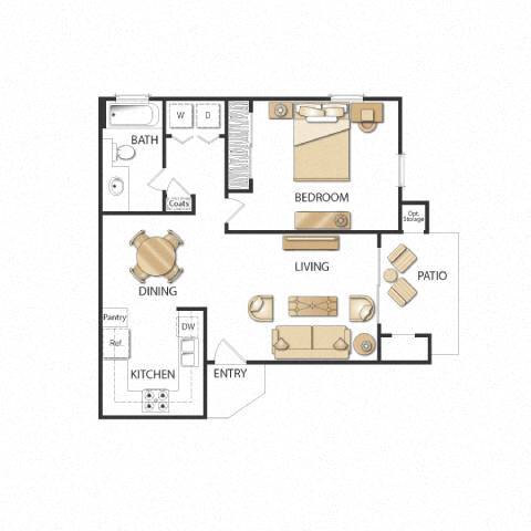 Plan A One Bedroom Renovated 0511 floor plan
