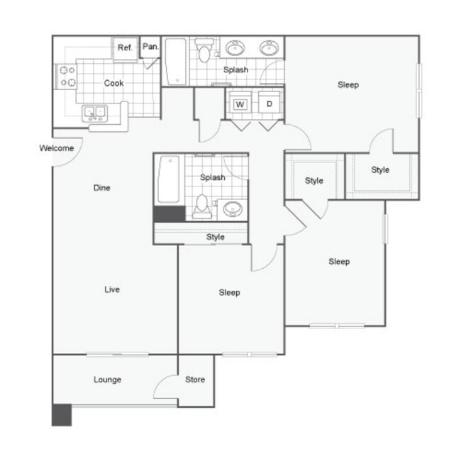 3 Bed 2 Bath A 0318 floor plan