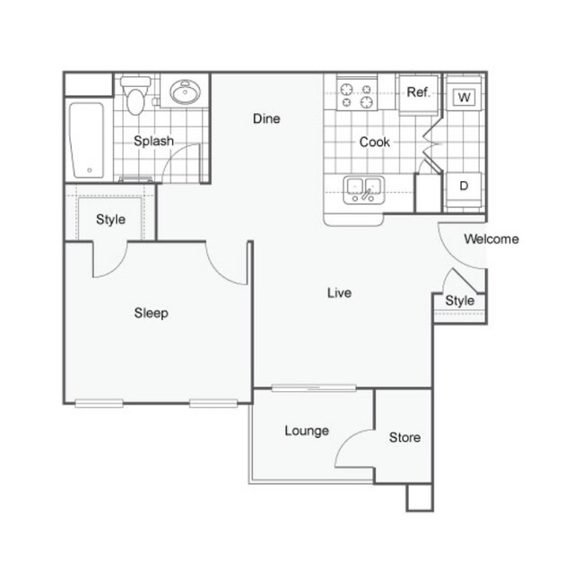 1 Bed 1 Bath A 0411 floor plan