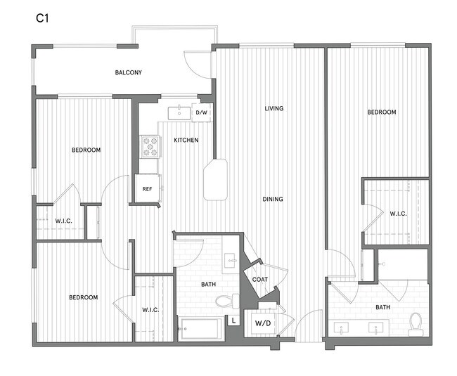 3 BR/2 BA 2014 floor plan