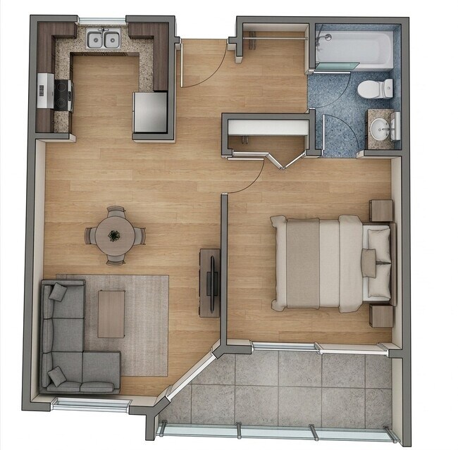 The Balboa - One Bedroom 221 floor plan