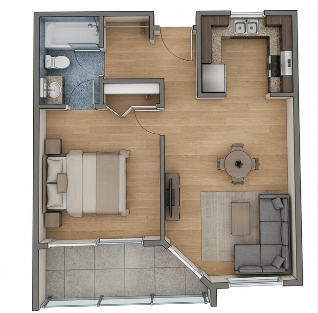 The Mission - One Bedroom 205 floor plan