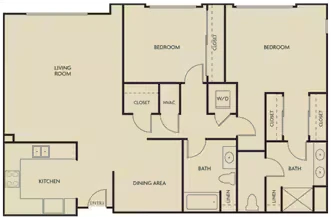 2 Bedroom 2 Bathroom Plan A 421 floor plan