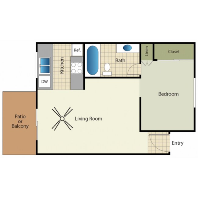 Studio 1 Bath D-02 floor plan