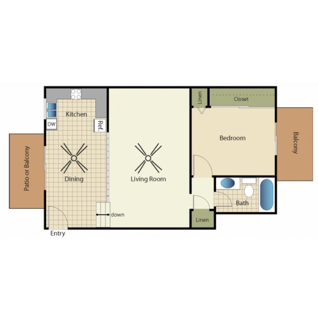1 Bedroom 1 Bath C-01 floor plan
