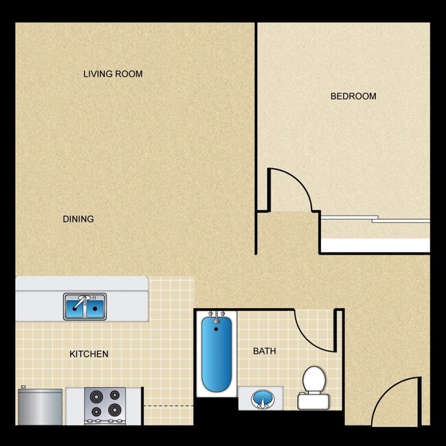 1 Bed 1 Bath A floor plan