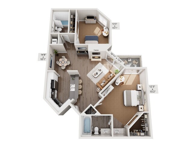2 Bed, 2 Bath F B15 floor plan