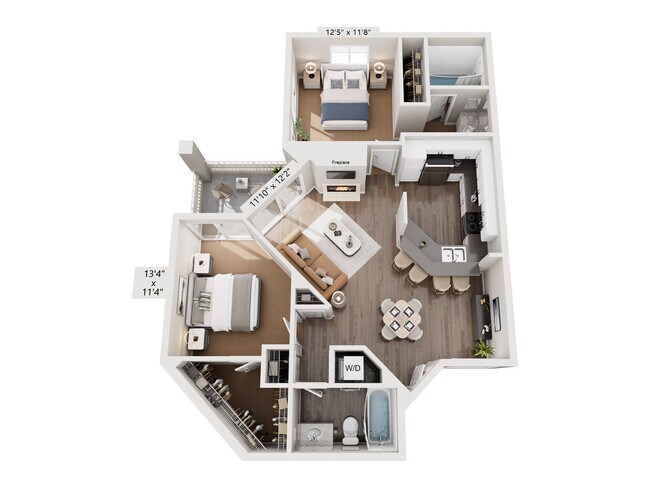 2 Bed, 2 Bath E T13 floor plan