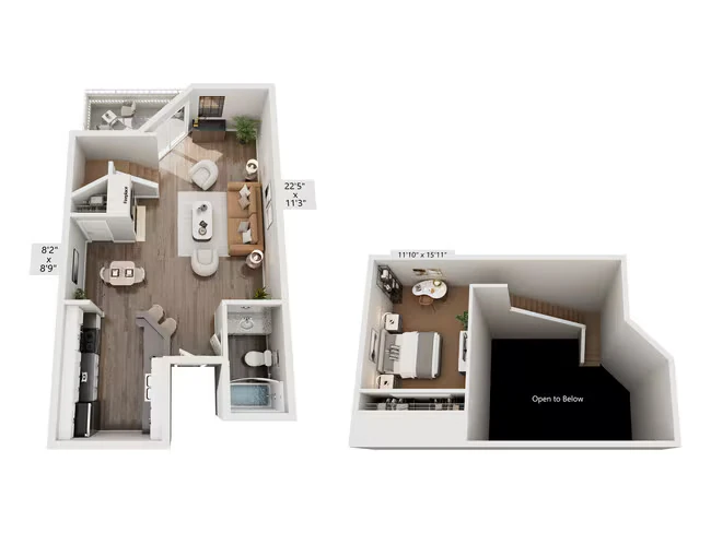 1 Bed, 1 Bath B M30 floor plan