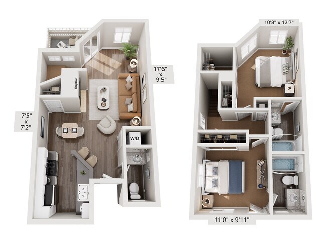2 Bed, 2 Bath Townhome M24 floor plan