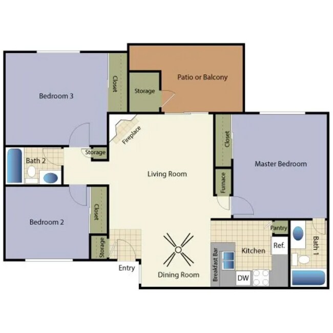 3 Bed 2 Bath 7 floor plan