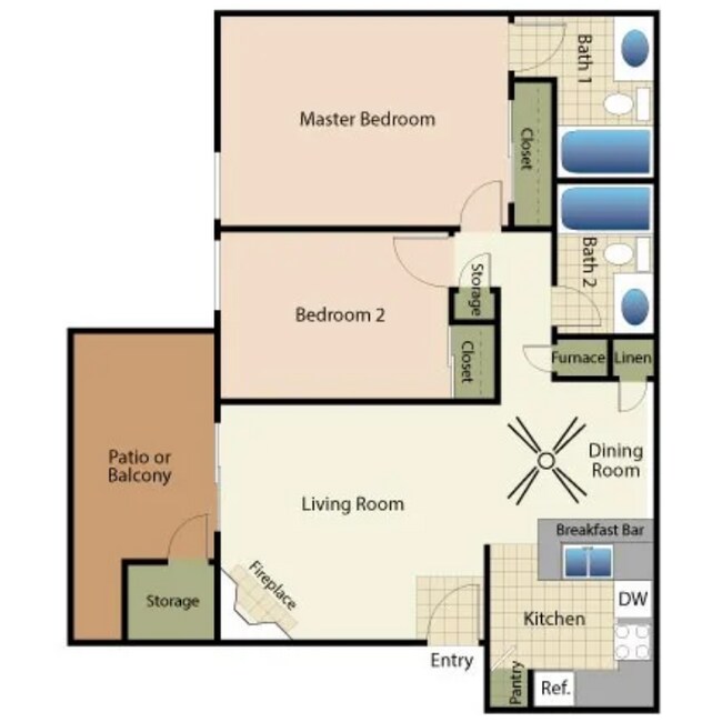 2 Bed 2 Bath A 84 floor plan