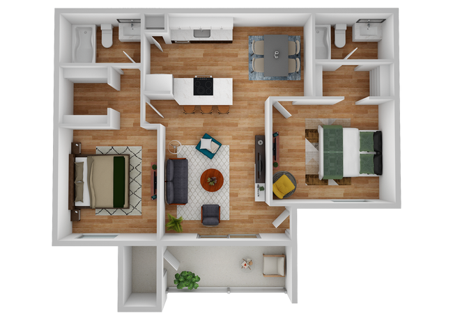 Two Bedrooms - Two Bath Patio 1146 floor plan
