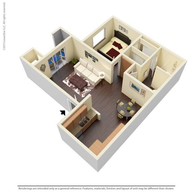 1x1B O-733-206O floor plan