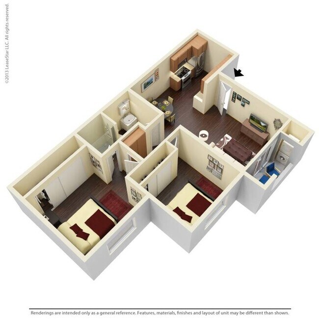 2x1B O-733-107O floor plan