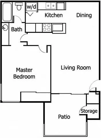 One Bedroom B 23-15 floor plan