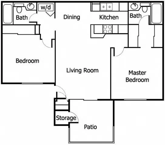 Two Bedroom B 37-13 floor plan