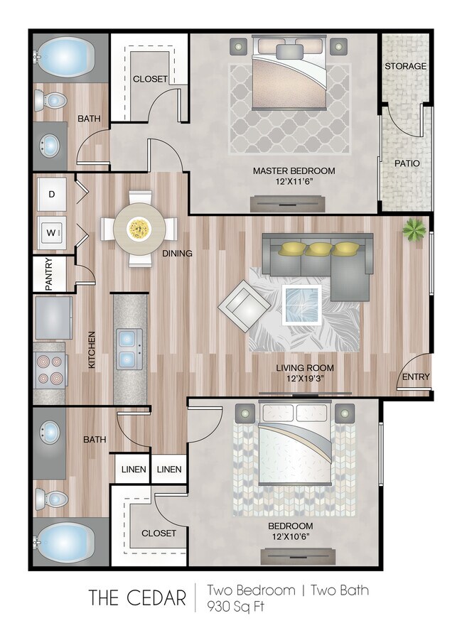 The Cedar with Washer & Dryer 01-307M floor plan