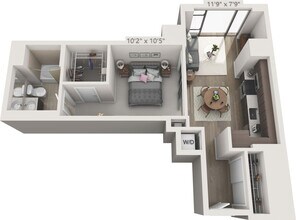 1 Bedroom C 0330 floor plan